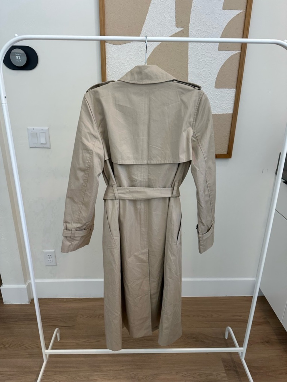 Aritzia Beige Double-Breasted Trench Coat with Black Buttons - Picture 2 of 4